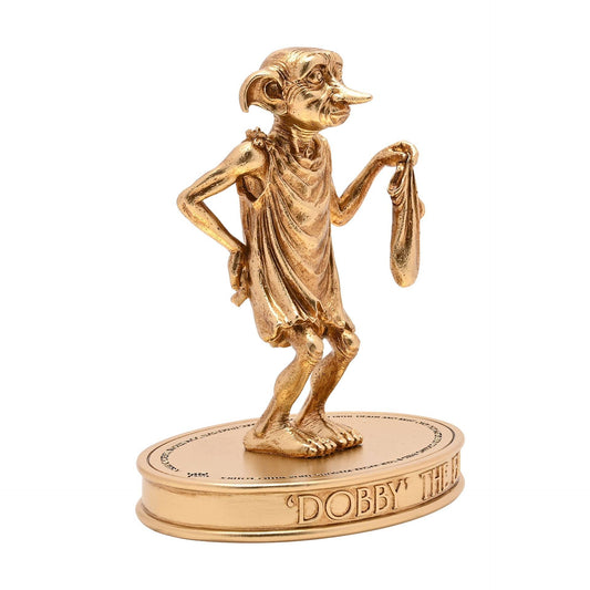 Figurine Harry Potter de Dobby tenant sa chaussette, finition dorée