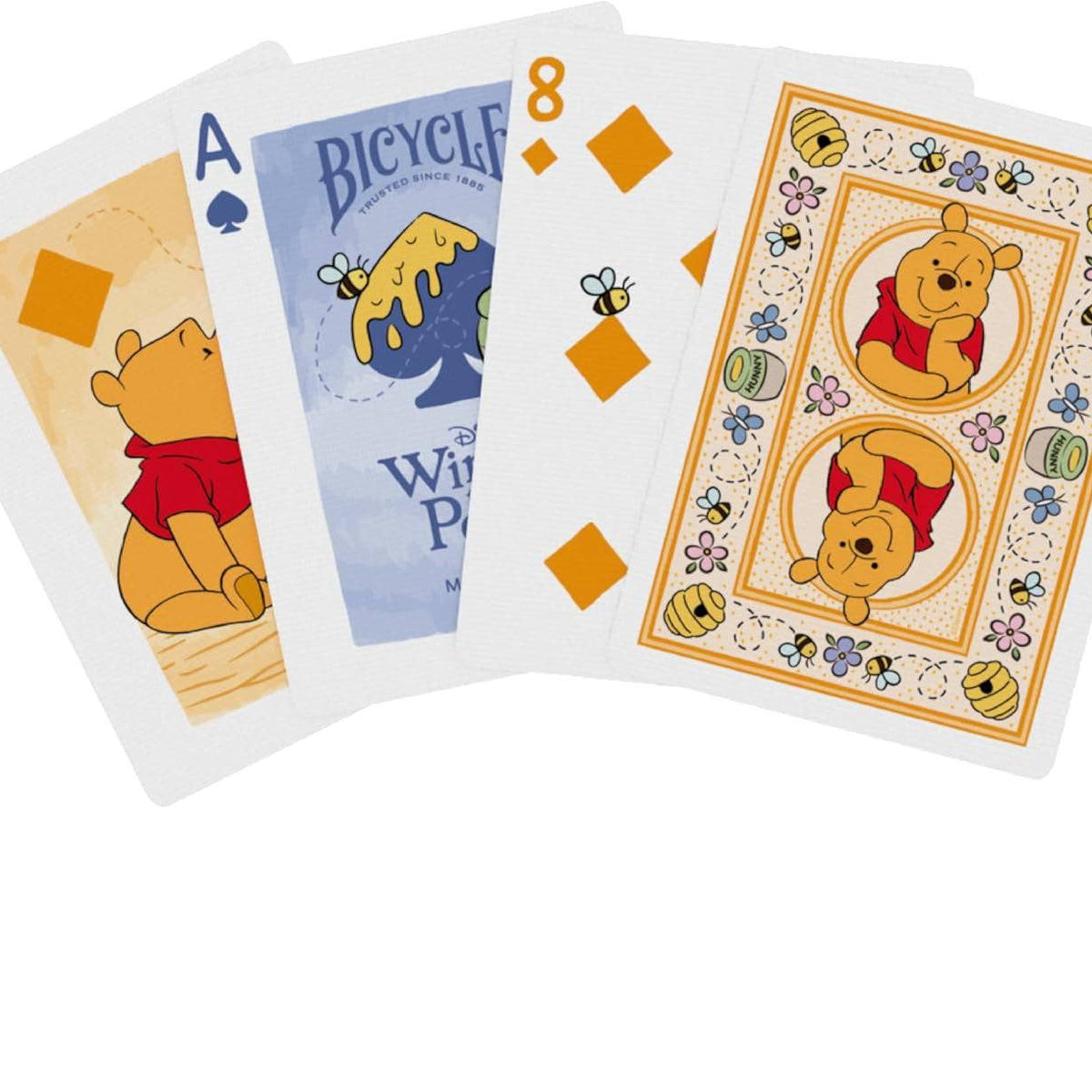 Jeu de cartes Bicycle Winnie l'Ourson, licence officielle Disney, fond crème