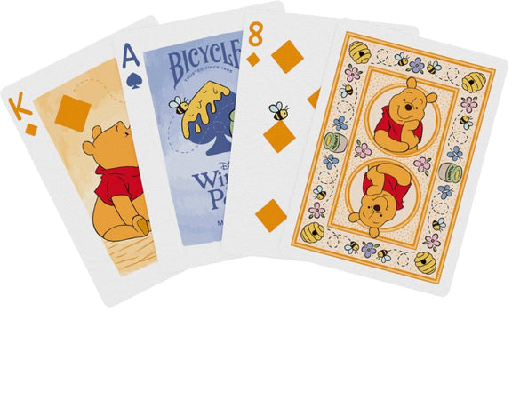 Jeu de cartes Bicycle Winnie l'Ourson, licence officielle Disney, fond crème