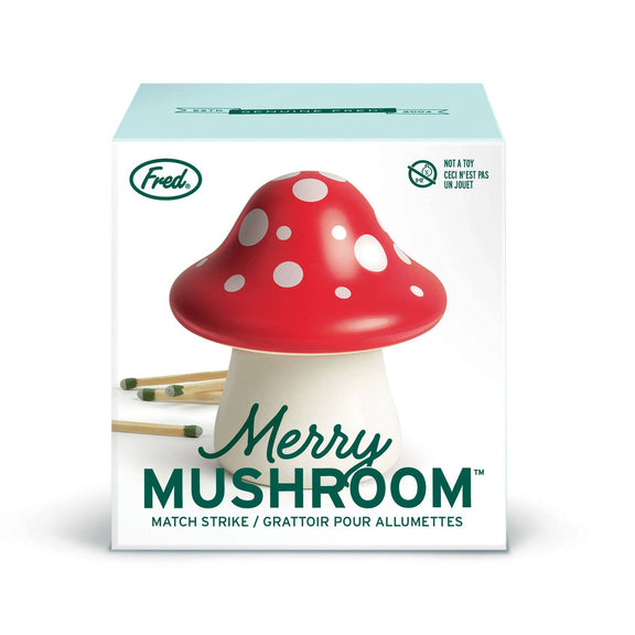 Grattoir à allumettes Merry Mushroom en céramique en forme de champignon rouge à pois blancs