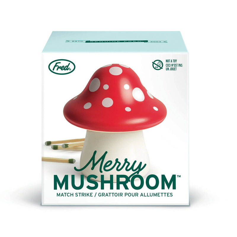 Grattoir à allumettes Merry Mushroom en céramique en forme de champignon rouge à pois blancs