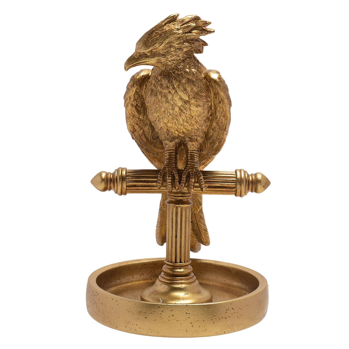 Présentoir à bijoux Harry Potter Fumseck le phénix en résine dorée au fini métallisé