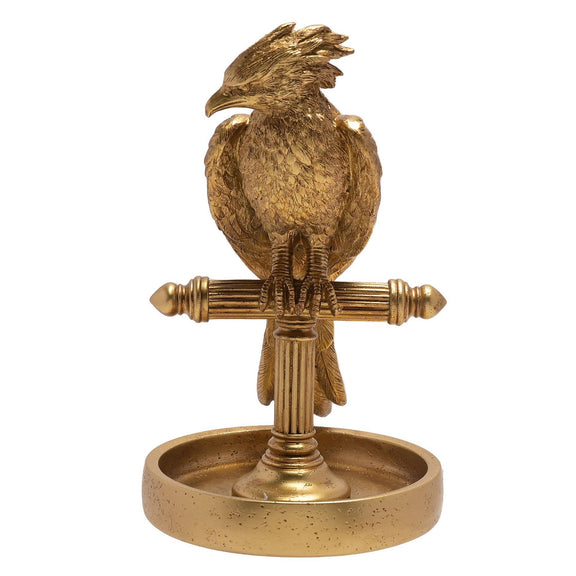 Présentoir à bijoux Harry Potter Fumseck le phénix en résine dorée au fini métallisé