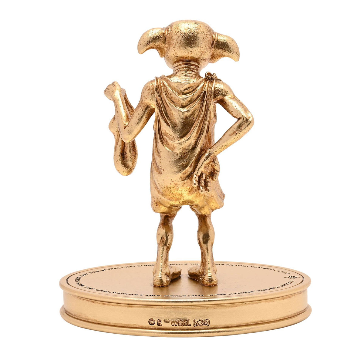 Figurine Harry Potter de Dobby tenant sa chaussette, finition dorée