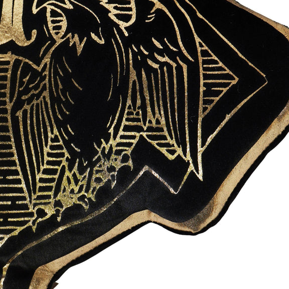 Coussin Harry Potter en velours orné du blason de Poudlard aux quatre maisons