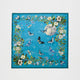 Foulard carré Midnight Garden Fable England 90 x 90 cm, papillons, fleurs et lune sur bleu sarcelle