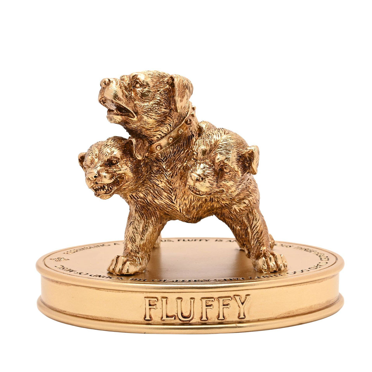 Figurine Harry Potter de Touffu, le chien à trois têtes, finition dorée