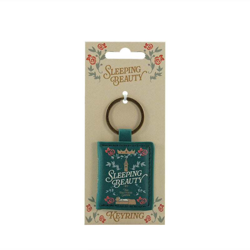 Porte-clés livre miniature Disney La Belle au Bois Dormant avec couverture illustrée et anneau métal