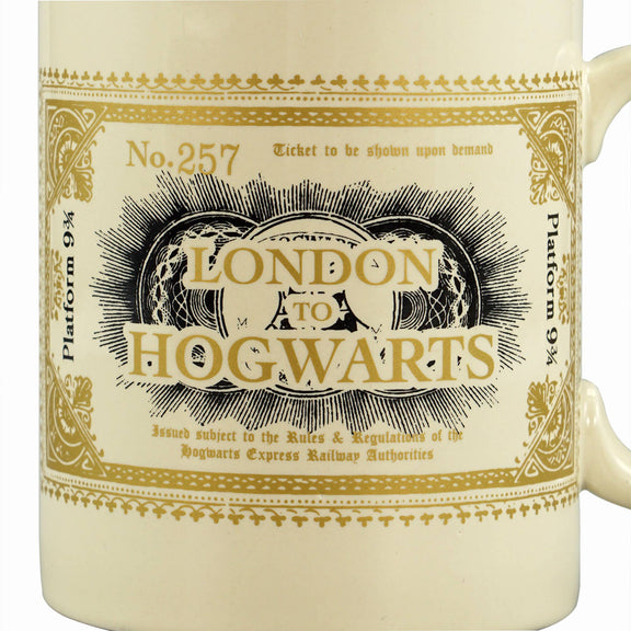 Mug céramique Harry Potter Half Moon Bay, ticket de train London to Hogwarts à détails dorés