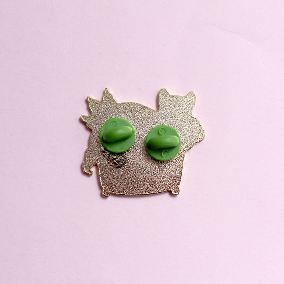 Pin's Glitter Punk chat noir relaxé dans un pot de plantes turquoise orné d'une lune et d'étoiles