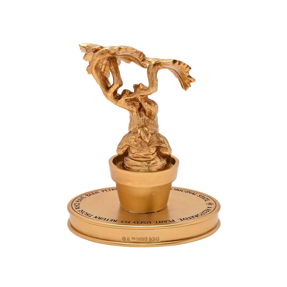 Figurine Harry Potter de la mandragore dans son pot, finition dorée, collection Herbologie