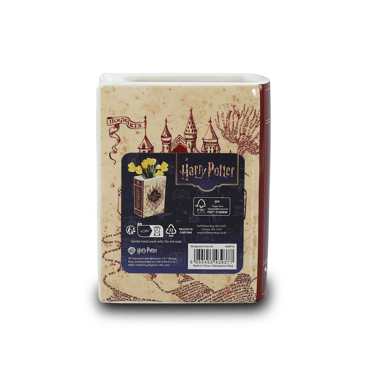 Vase en céramique en forme de livre Harry Potter décoré de la Carte du Maraudeur
