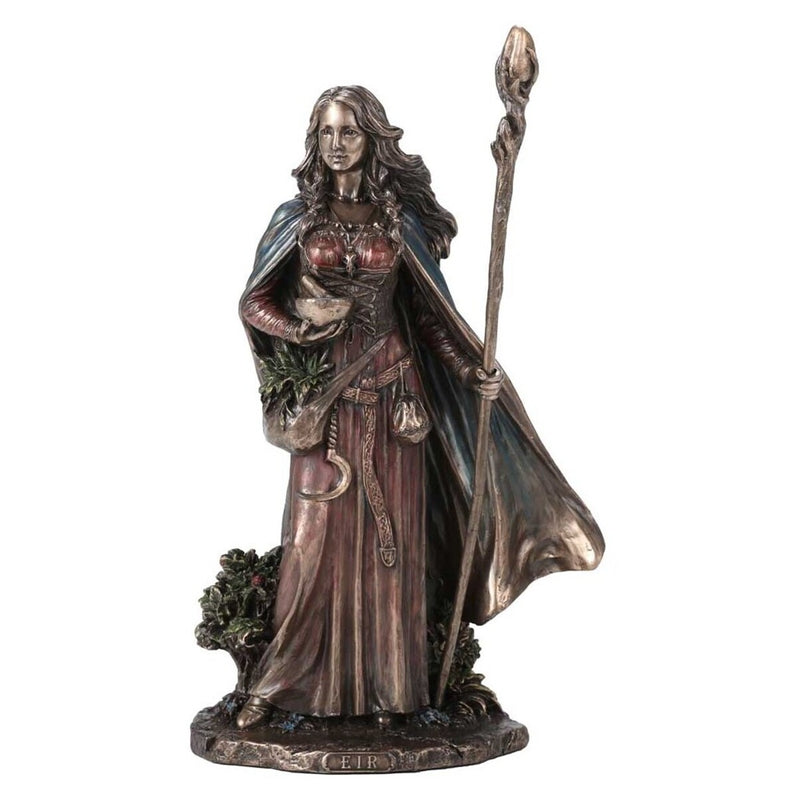 Statue Valkyrie Eir Veronese Design, déesse nordique debout en robe longue sculptée