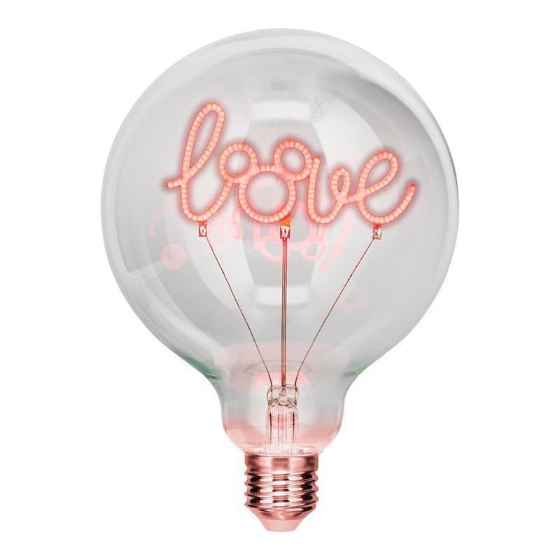 Ampoule LED néon Disney Mickey Love, filament lumineux dans un large globe en verre transparent
