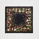 Petit foulard carré Orla Mushroom Fable England, champignons et animaux de la forêt sur fond noir