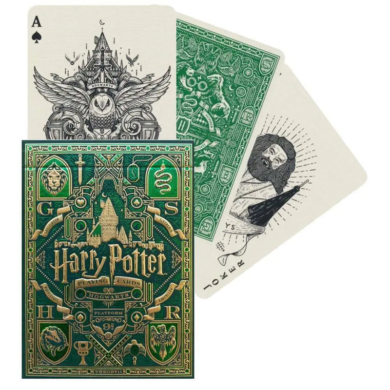Jeu de cartes Harry Potter Theory 11 édition Serpentard, étui vert émeraude et or
