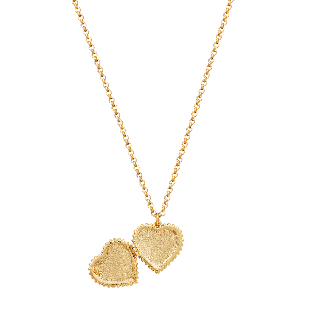 Collier médaillon cœur Fable England en laiton plaqué or, couronne de jasmin peinte à la main et perle
