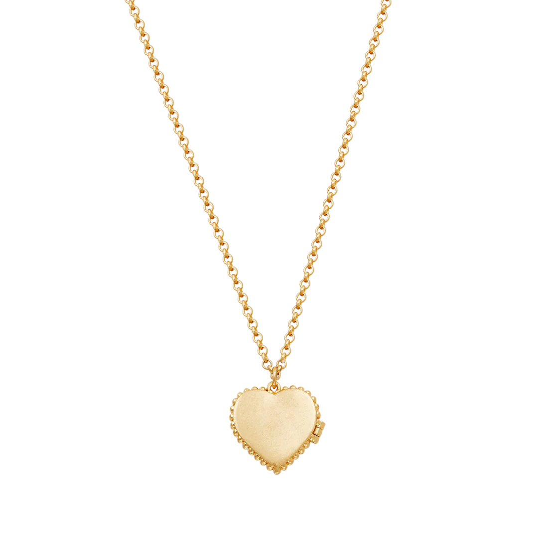 Collier médaillon cœur Fable England en laiton plaqué or, couronne de jasmin peinte à la main et perle