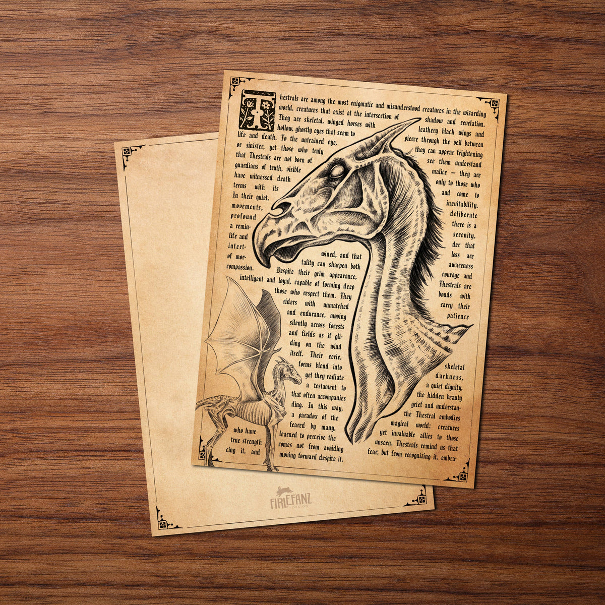Carte postale créature enchanteresse n°2, illustration sépia façon ancienne encyclopédie