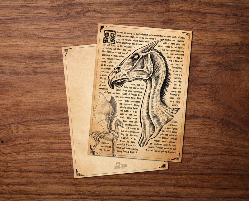 Carte postale créature enchanteresse n°2, illustration sépia façon ancienne encyclopédie