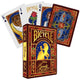 Jeu de cartes Bicycle Disney La Belle et la Bête, étui bordeaux et or, rose enchantée