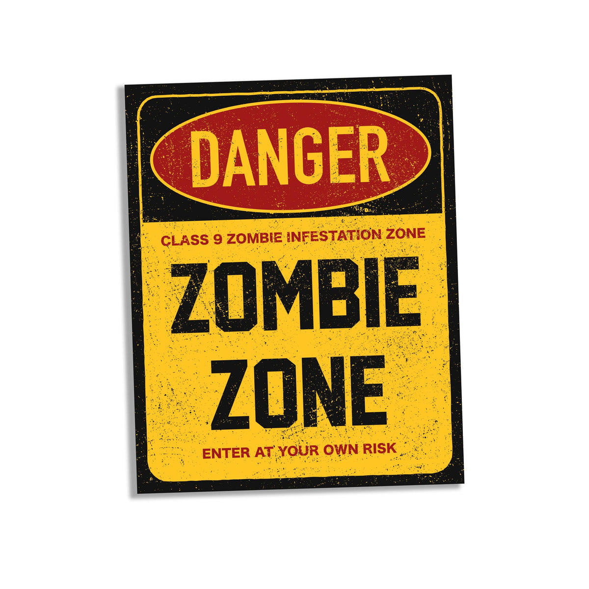 Plaque métal effet rouillé DANGER Zombie Zone, décoration Halloween