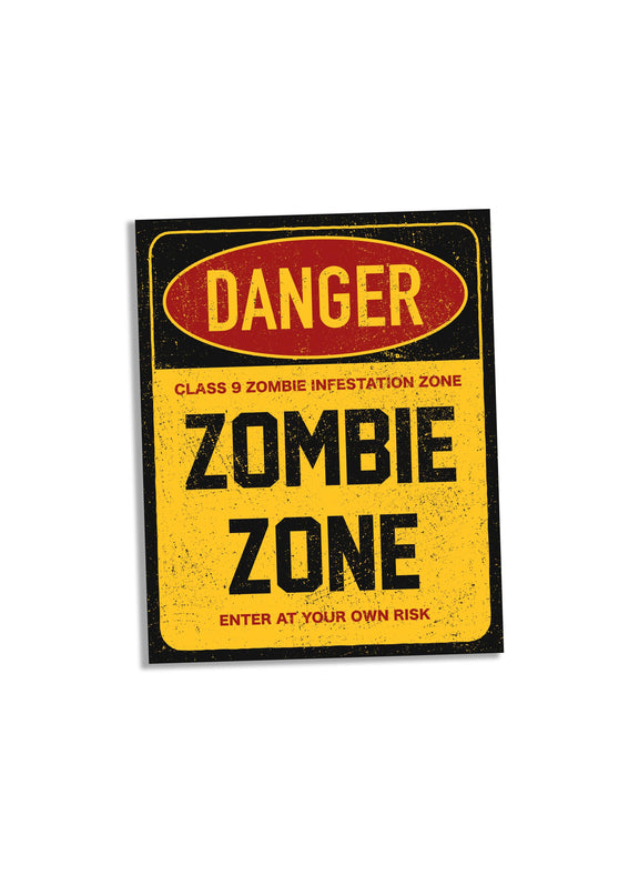 Plaque métal effet rouillé DANGER Zombie Zone, décoration Halloween