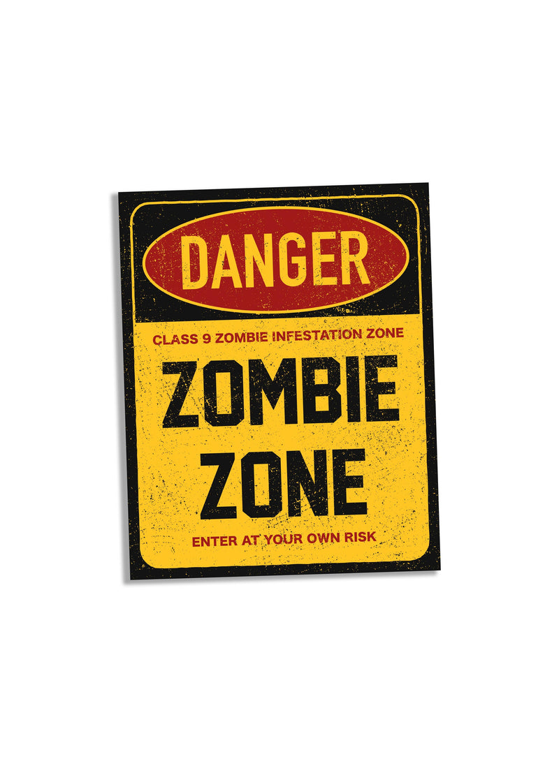 Plaque métal effet rouillé DANGER Zombie Zone, décoration Halloween