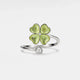 Bague trèfle anti-stress ajustable en argent 925 avec trèfle vert à quatre feuilles