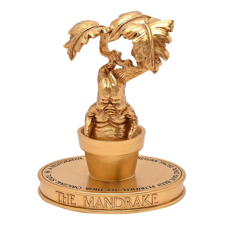 Figurine Harry Potter de la mandragore dans son pot, finition dorée, collection Herbologie