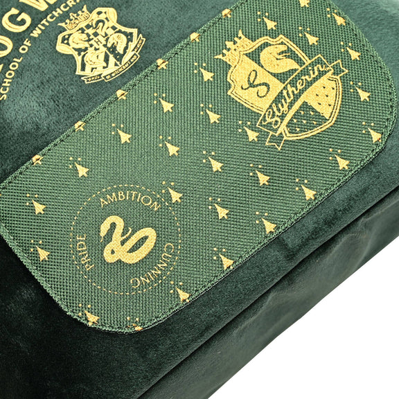 Sac à lunch isotherme Harry Potter Serpentard en velours vert foncé avec blason serpent doré