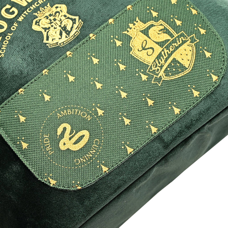 Sac à lunch isotherme Harry Potter Serpentard en velours vert foncé avec blason serpent doré