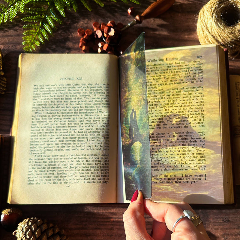 Marque-page transparent effet vitrail représentant Aragorn et Arwen, Seigneur des Anneaux