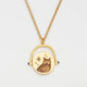 Collier Fable England pendentif hibou rotatif peint à la main, étoiles et lapis-lazuli, plaqué or