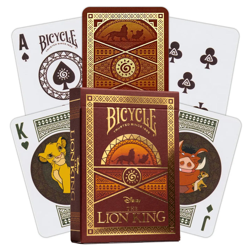 Jeu de cartes Bicycle Disney Le Roi Lion édition dorée avec Simba, Timon et Pumbaa