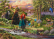 Puzzle Disney 1000 pièces Thomas Kinkade, Mérida de Rebelle avec ses frères ours et les feux follets