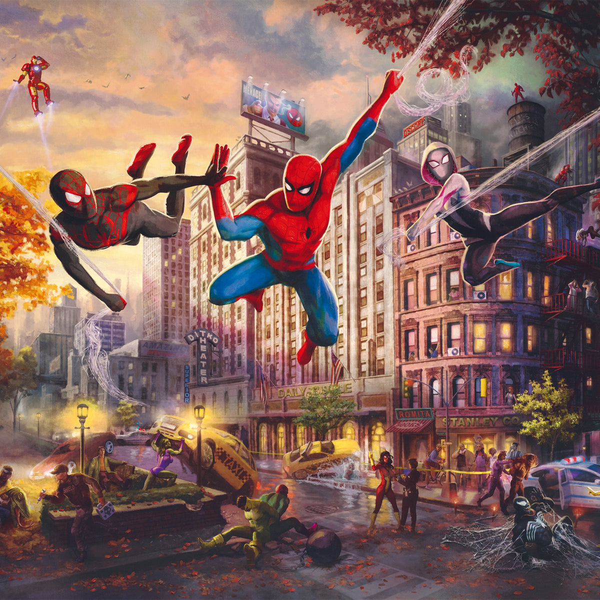 Puzzle Schmidt 1000 pièces Marvel Spider-Man and Friends Thomas Kinkade Studios à New York