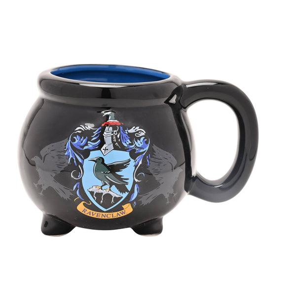 Mug chaudron Harry Potter en céramique noire avec blason bleu et bronze de Serdaigle