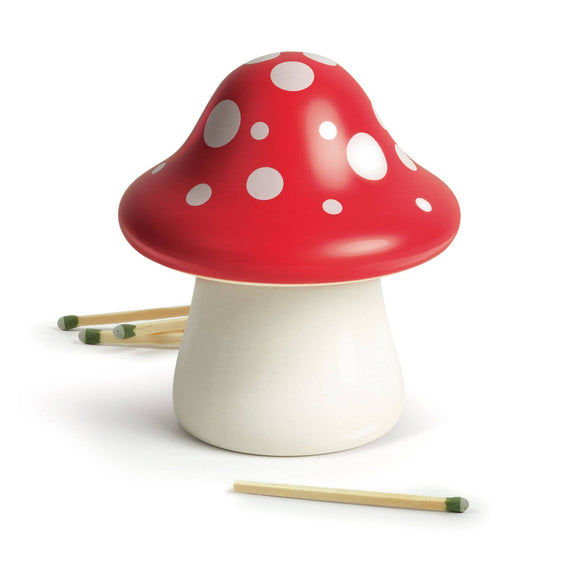 Grattoir à allumettes Merry Mushroom en céramique en forme de champignon rouge à pois blancs