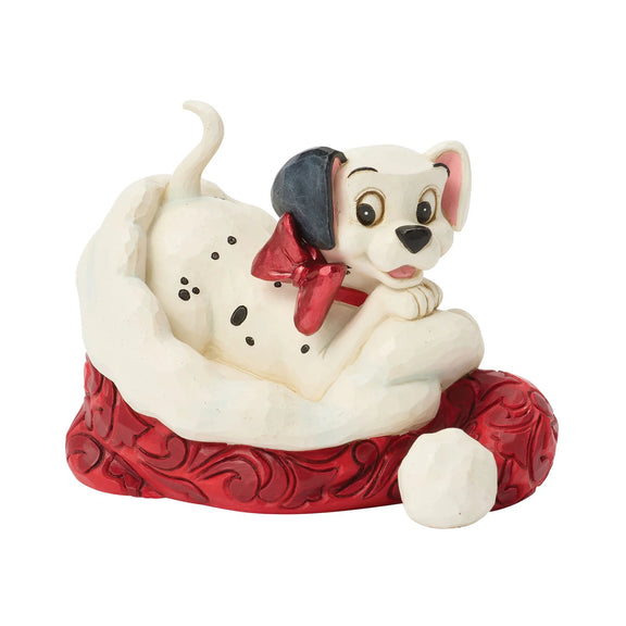 Figurine Disney Traditions Jim Shore, chiot des 101 Dalmatiens dans un bonnet de Noël