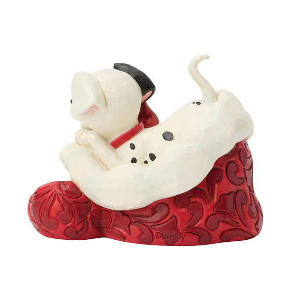 Figurine Disney Traditions Jim Shore, chiot des 101 Dalmatiens dans un bonnet de Noël