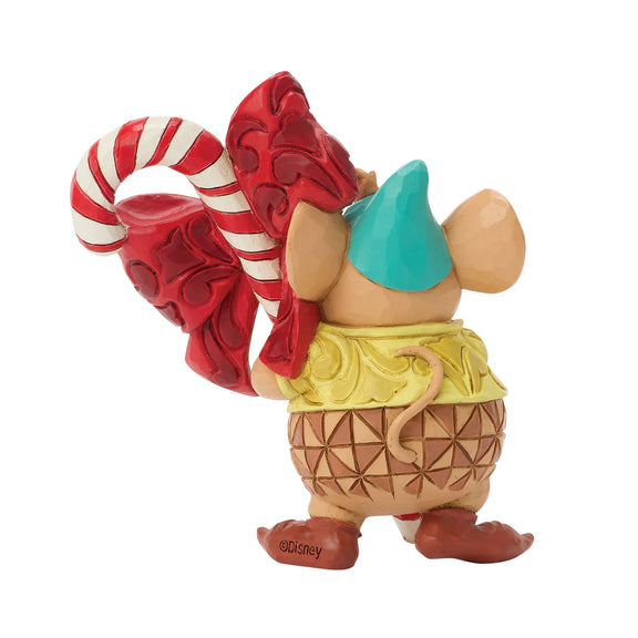 Figurine Disney Traditions Jim Shore, Gus de Cendrillon tenant un sucre d'orge de Noël