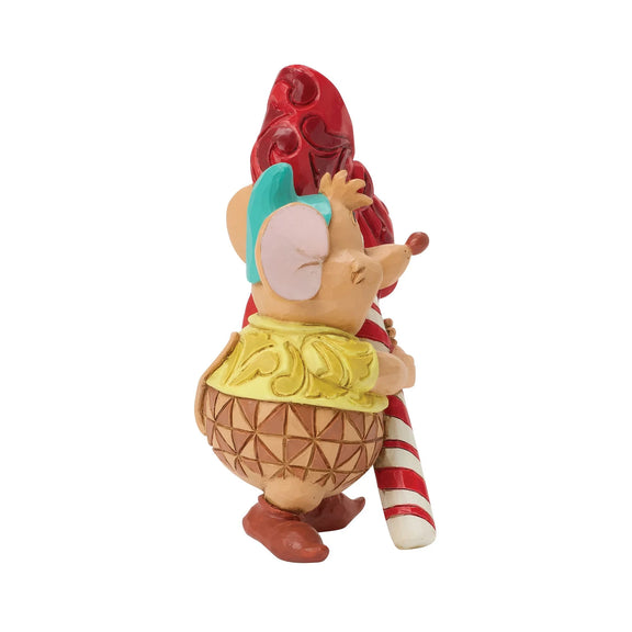 Figurine Disney Traditions Jim Shore, Gus de Cendrillon tenant un sucre d'orge de Noël