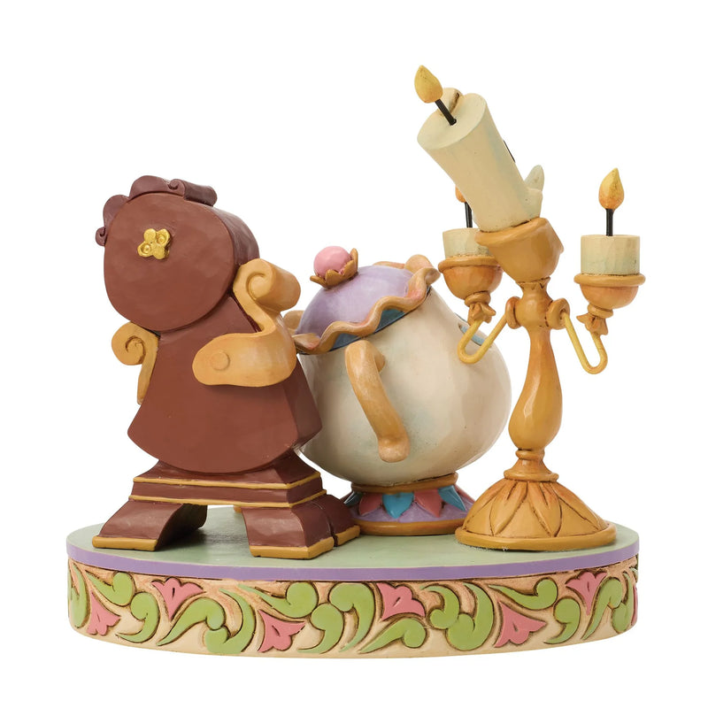 Figurine Disney Traditions Jim Shore, Lumière, Mme Samovar, Zip et Big Ben de La Belle et la Bête