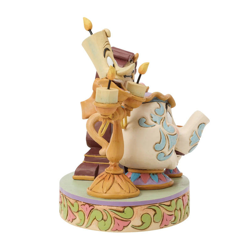 Figurine Disney Traditions Jim Shore, Lumière, Mme Samovar, Zip et Big Ben de La Belle et la Bête