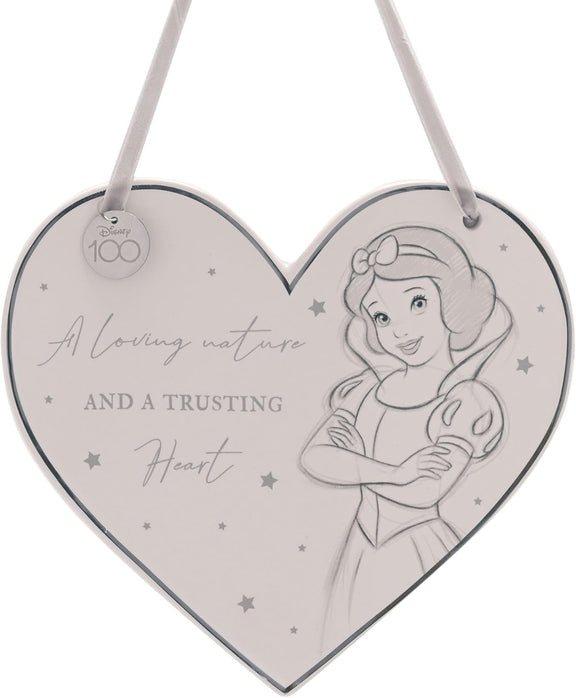 Plaque murale en céramique en forme de cœur Disney 100 ans avec Blanche-Neige et sa citation