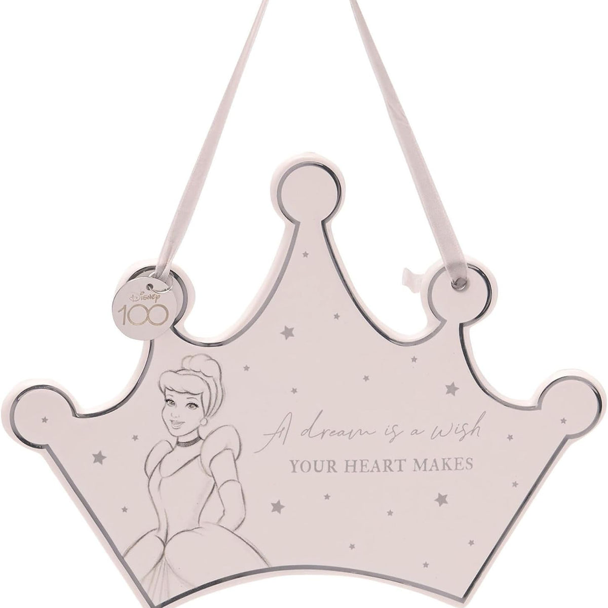 Plaque murale en céramique en forme de couronne Disney 100 ans avec Cendrillon et sa citation