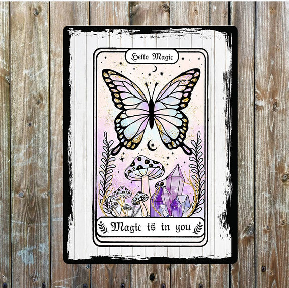 Plaque murale vintage en aluminium imprimé avec le message Magic Is In You, style rétro