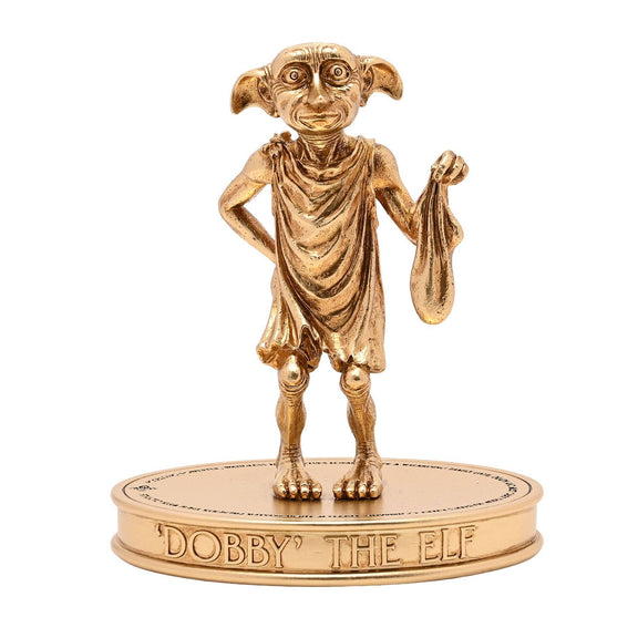 Figurine Harry Potter de Dobby tenant sa chaussette, finition dorée
