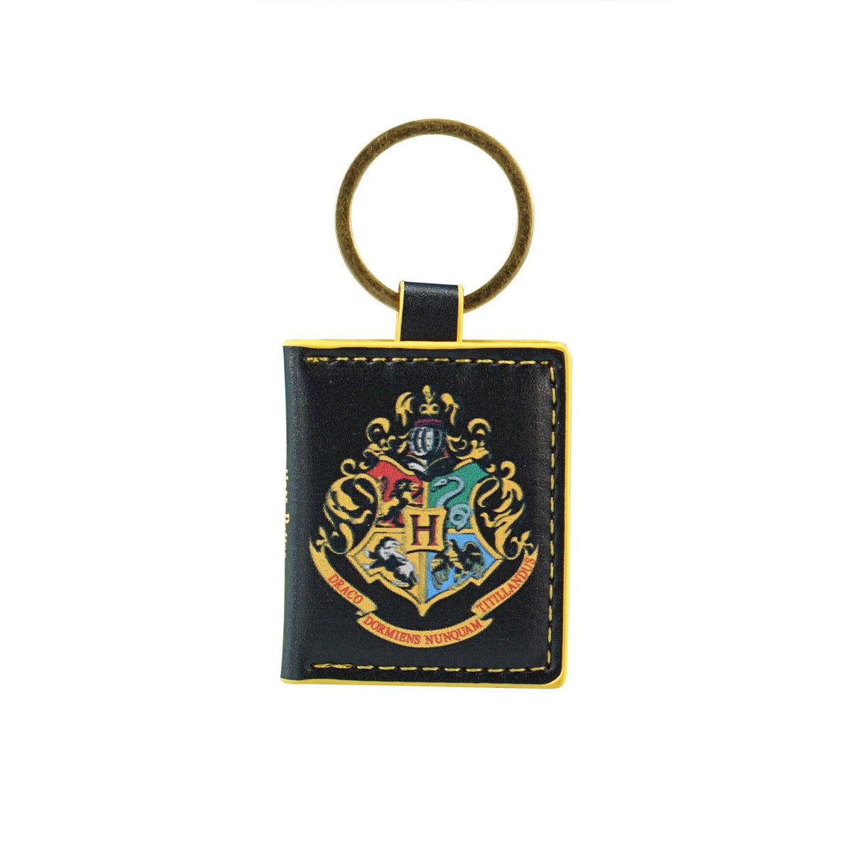 Porte-clés Harry Potter en métal orné du blason de Poudlard et des quatre maisons